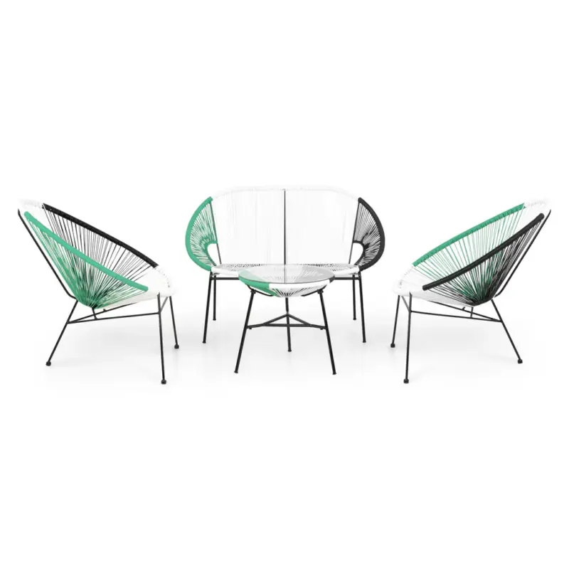 Chilipir CORFU Set mobilier terasă/grădină 2 fotolii, canapea și măsuță