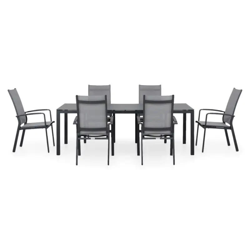 PROSSECO Set mobilier gradina/terasa, 6 scaune cu spatar reglabil și masă Promoție