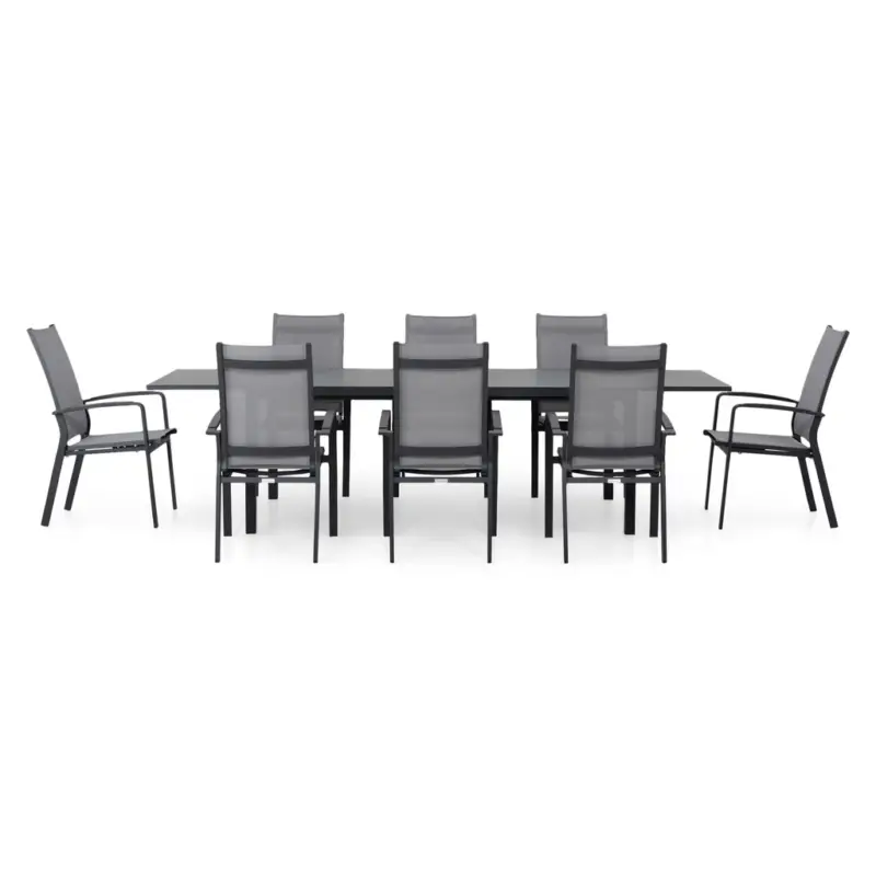 COSMO Set mobilier terasă/grădină, 8 scaune cu spătar reglabil și masă extensibilă Cumpără acum