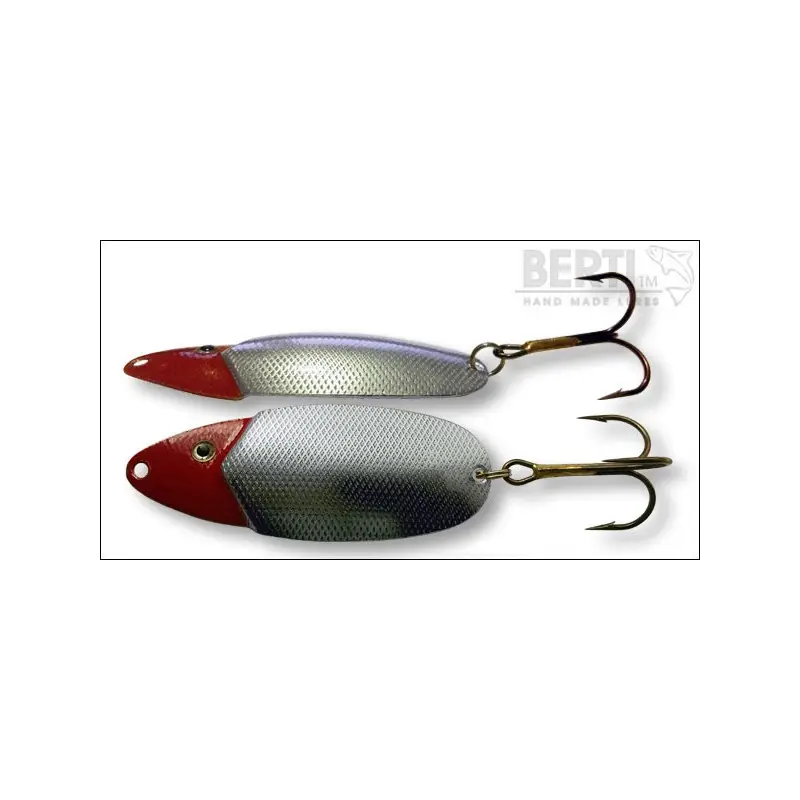 Lingura Oscilanta BERTI Lucky Red Head XXL Silver Amprenta Patrate, 7.8cm 13g Ultima șansă