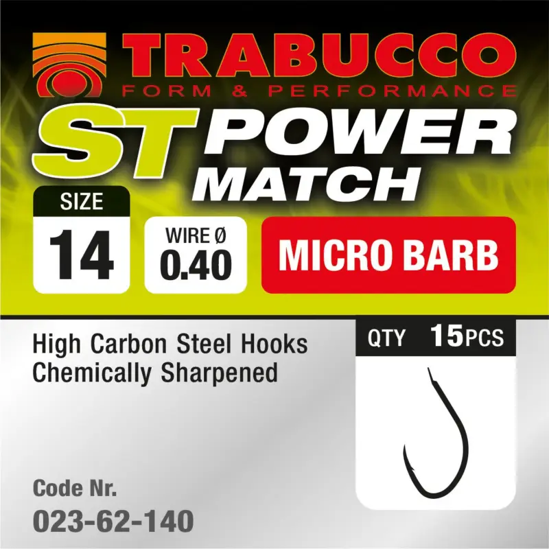 Calitate înaltă Carlige Trabucco ST Power Match, Matt Black, 15buc/plic