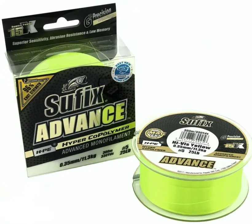 Ofertă specială Fir Monofilament Sufix Advance HMPE Hyper CoPolymer, Hi Vis Yellow, 300m