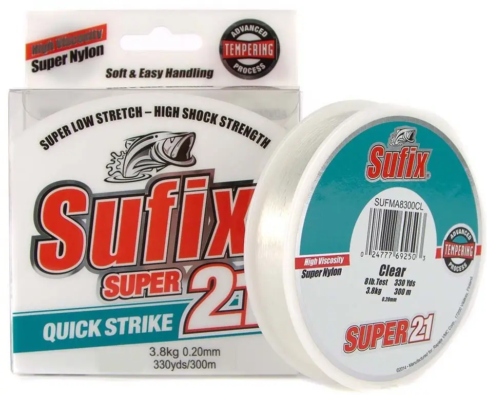 Fir Monofilament Sufix Super 21 Low Stretch, Clear, 300m Noutate