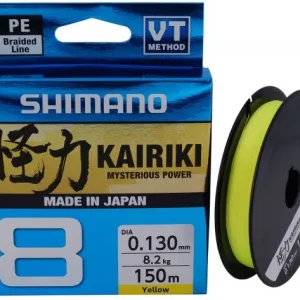 Fir Textil Shimano Kairiki 8 Braided Line, Yellow, 150m, 0.16mm 10.3kg Retur ușor