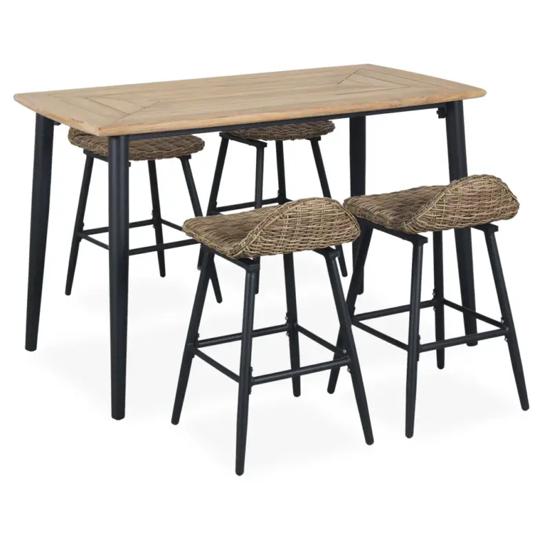 DARIO Set mobilier terasă/grădină, 4 scaune și masă bar Plată securizată