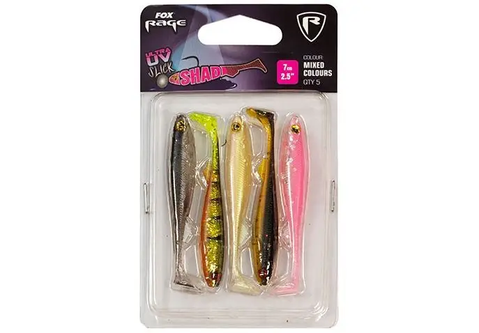 Kit Shad Fox Rage Slick Shad UV Mixed Colour, 7cm, 5buc/plic Plată securizată