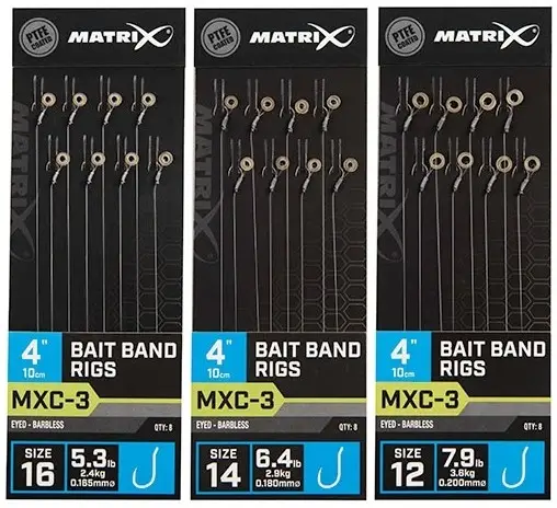 Riguri Matrix MXC-3 Barbless Bait Band Rigs, 10cm, 8buc/plic Lichidare de stoc