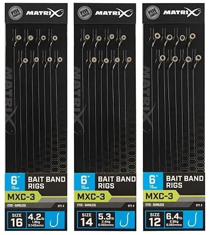 Riguri Matrix MXC-3 Barbless Bait Band Rigs, 15cm, 8buc/plic Retur gratuit