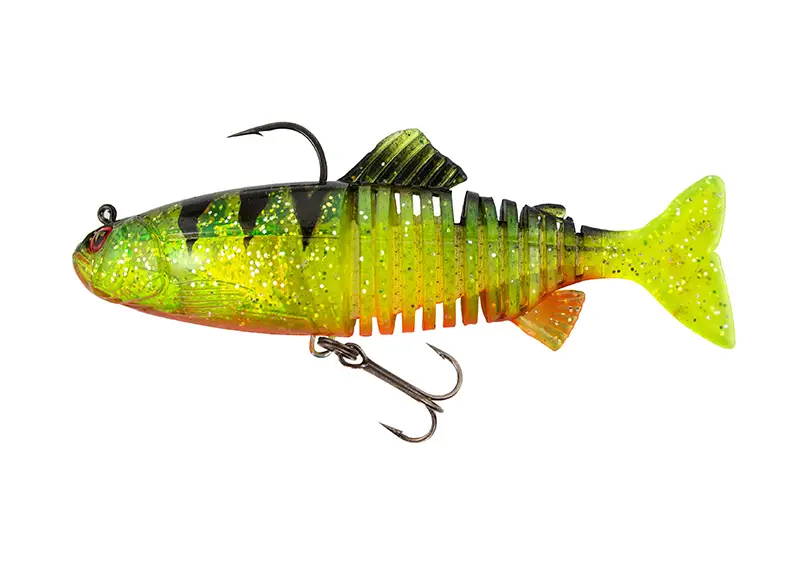 Cel mai vândut Swimbait FOX Rage Replicant Jointed, UV Perch, 18cm, 80g