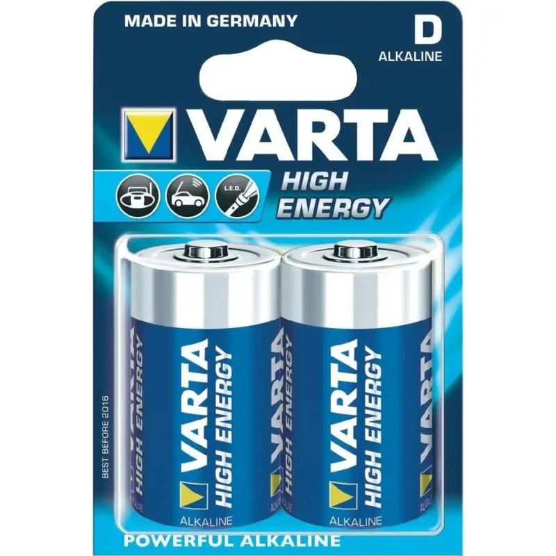 Baterie Alcalina Varta High Energy D Mono LR20, 2buc/blister Plată securizată