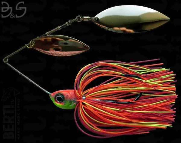 Doar azi Spinnerbait Berti Gigant Big&Strong Salcie Salcie, Portocaliu/Rosu/Chartreuse, 17g