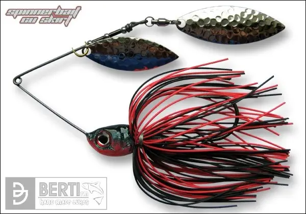 Plată securizată Spinnerbait cu Skirt Berti Salcie Salcie, Rosu/Negru, 14g