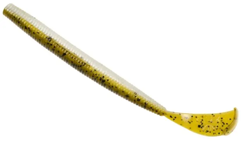 Premium Grub Strike King Rage Cut-R Worm, Culoare Green Pumpkin Pearl Belly, 15cm, 7buc/plic