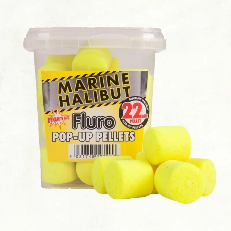 Ofertă Pelete Dynamite Baits Fluro Pop-Up Pellets Yellow Marine Halibut 22mm