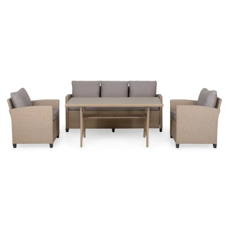 BAXTER Set mobilier terasă/grădină, 2 fotolii, canapea și masă Plată sigură