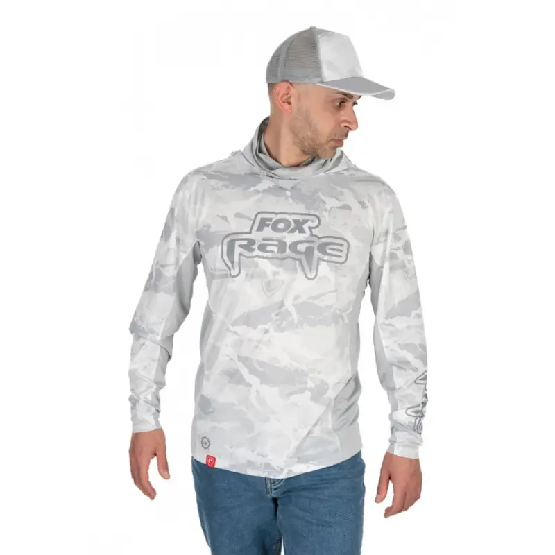 Cel mai vândut Bluza Fox Rage UV Hooded Performance Top, Culoare Camo Gray