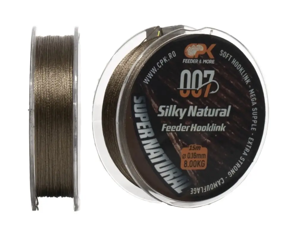 Promoție Fir Textil CPK Silky Natural Feeder Hooklink, Brown, 15m, 0.16mm 8.00kg