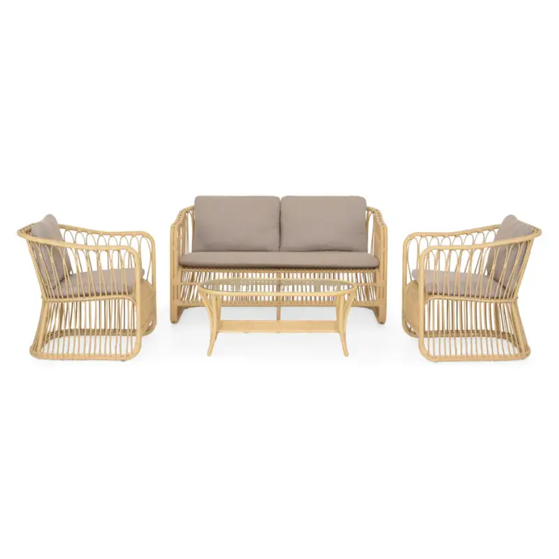 Reduceri SURABAYA Set mobilier terasă/grădină, 2 fotolii, canapea și măsuță