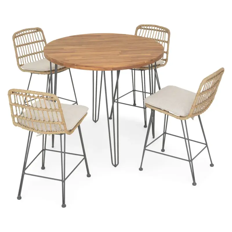 Plată sigură CHARLOTTE Set mobilier terasă/grădină, 4 scaune și masă bar