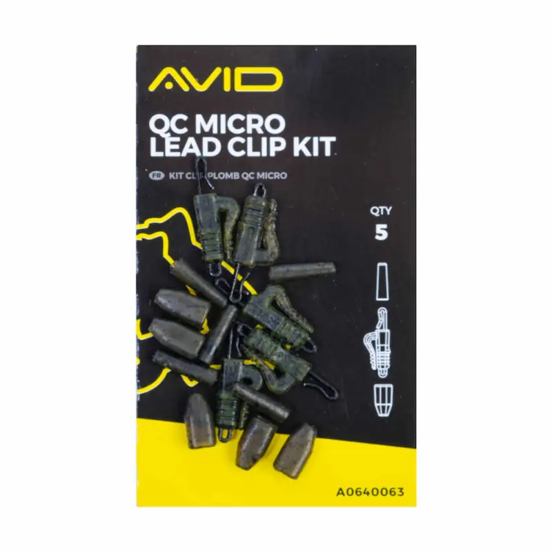 Kitul Micro QC Lead Clip pentru Plumb Pierdut Avid Carp, 5buc/plic Premium