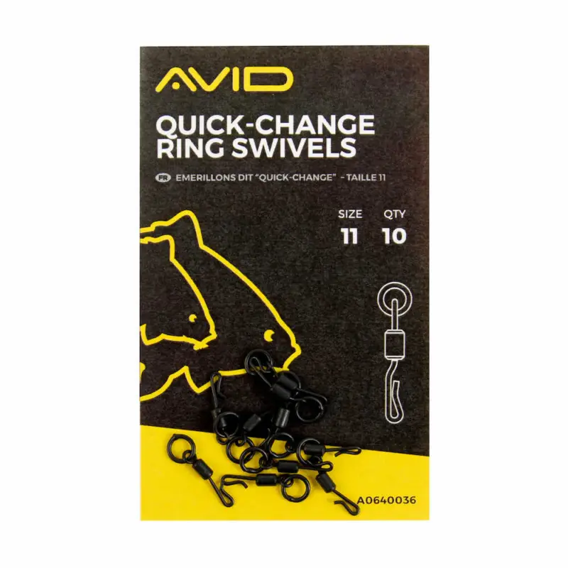 Noutate Vartej cu Anou Si Agrafa Rapida Avid Carp Quick Change Ring Swivel, 10buc/plic