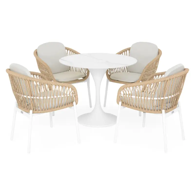 BARI Set mobilier terasă/grădină, 4 scaune și masă Noutate