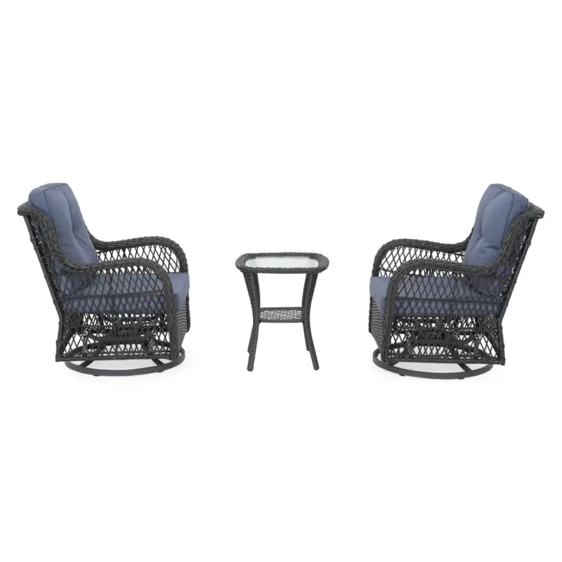ARLEAN Set mobilier terasă/grădină, 2 fotolii balansoar-rotative și măsuță Preț mic
