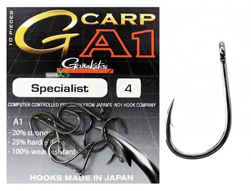 Mai ieftin Carlige Gamakatsu A1 G-Carp Specialist, Black, 10buc/plic