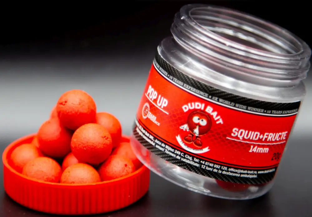 Mai ieftin Pop Up Dudi Bait Dumbell, 8mm, 20g/borcan, Squid & Fructe