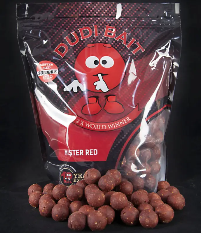 Boilies Solubil Dudi Bait Mister Red, Squid&Cranberry, 1kg, 16mm Ieftin