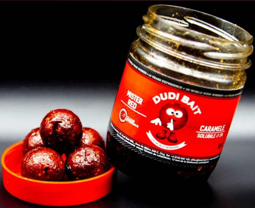 Boilies Tare de Carlig Dudi Bait Mister Red Caramele, Squid&Cranberry, 100g Calitate înaltă