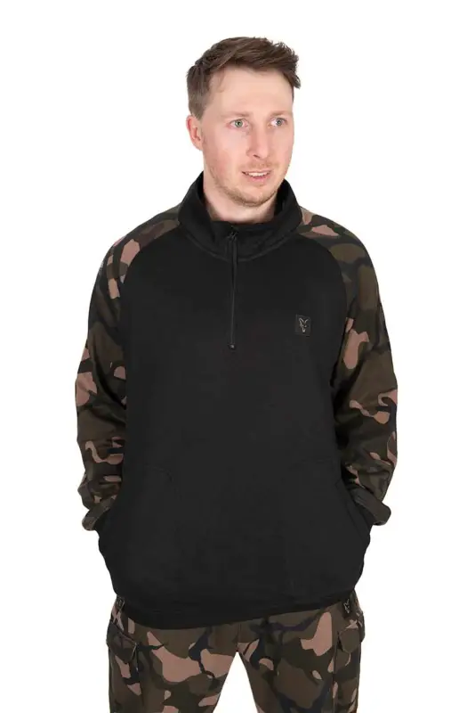 Chilipir Hanorac Fox Light Weight Qtr Zip Hoody, Black Camo