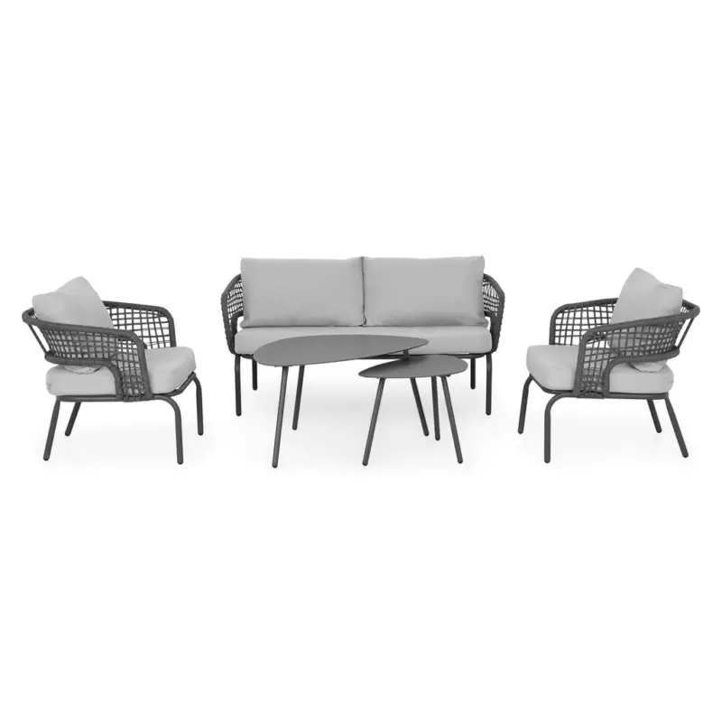 Ultima șansă LYONS Set mobilier terasă/grădină, canapea, 2 fotolii și 2 măsuțe