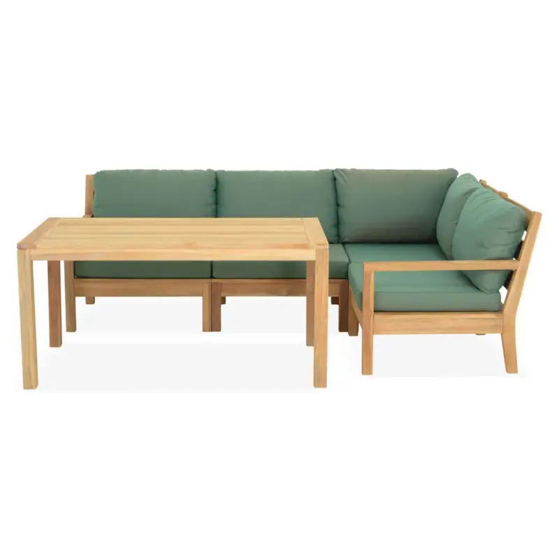 Vezi acum FRAME Set mobilier terasă/grădină, fotoliu, element colț, element central, canapea 2 locuri și masă