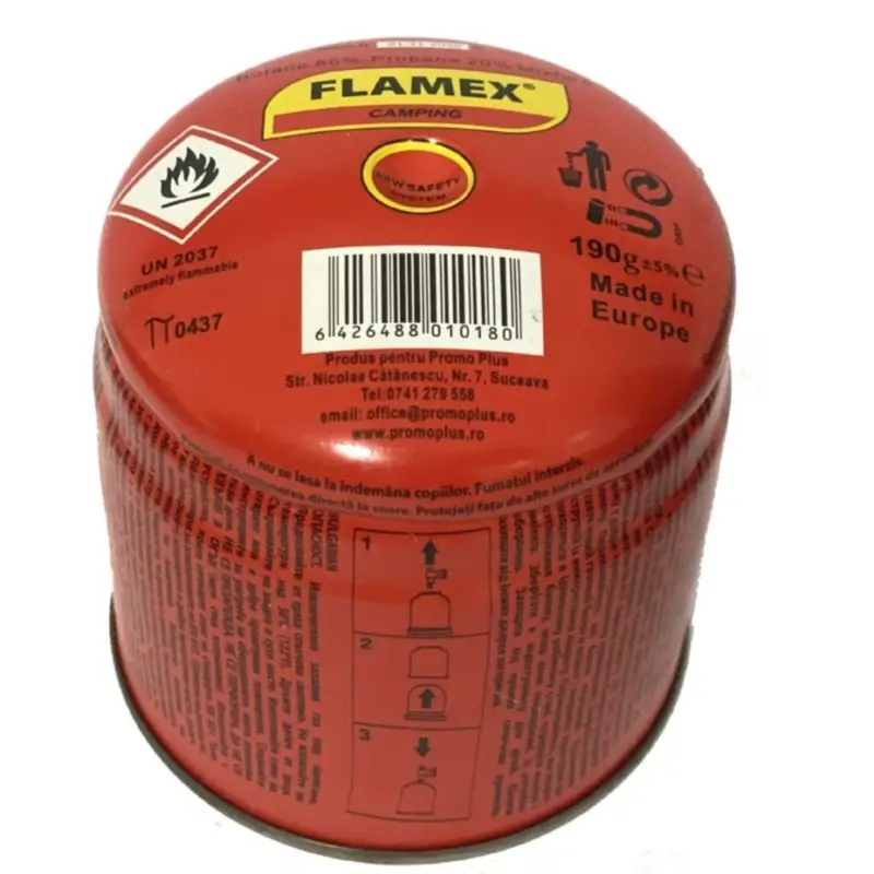 Butelie Gaz Flamex 190, cu Valva, 190g Premium