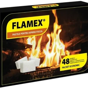 Ofertă de sezon Pastile Albe Aprindere Foc Flamex ECO, Negru, 48buc/pachet