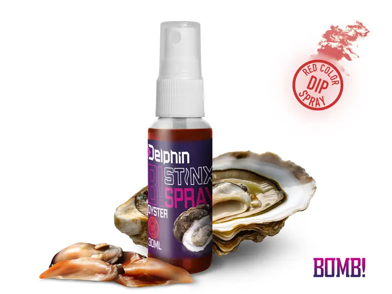 Preț redus Spray Atractant Pescuit Rapitori-Spinning Delphin STINX SPRAY,30 ml,Aroma Stridii , Rosu