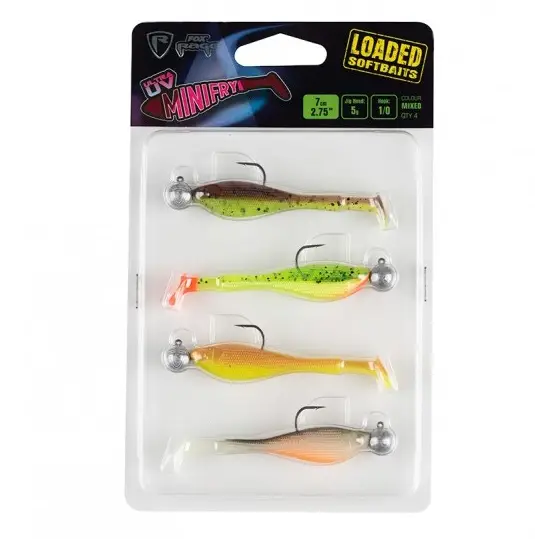 Shad Pescuit FOX Rage Mini Fry UV Loaded, 7cm, 5g, Nr.1/0 Head, 4buc/blister Ieftin