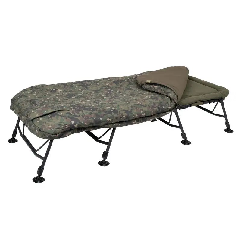 Pat Pescuit cu Sac de Dormit Trakker RLX 8 Wide Camo Bed System Plată sigură