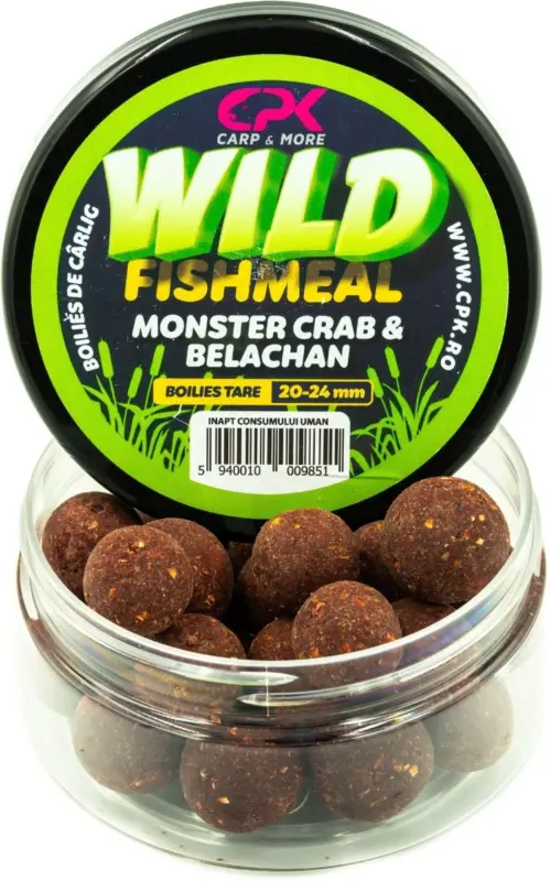 Boilies Carlig Tare CPK Wild Carp Fishmeal 20-24mm, 170g, Monster Crab & Belachan Vezi acum