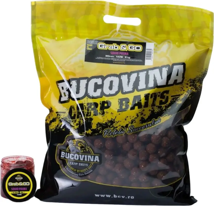Pachet Boilies de Nadit + Boilies de Carlig Bucovina Baits Grab&Go, Tare, 24mm, 5kg + 16-20mm, 150g Ofertă specială