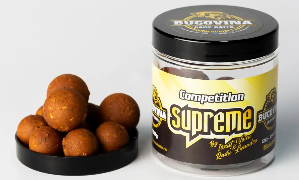 Ofertă exclusivă Boilies Solubil de Carlig Bucovina Baits Competition Supreme, 20-24mm, 150g