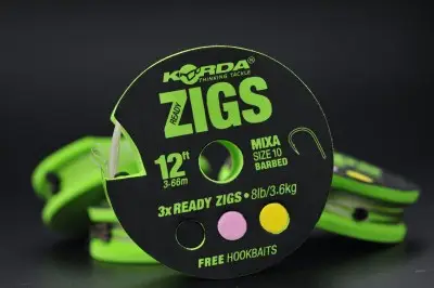 Riguri Pescuit la Zig Korda Ready Zigs Barbed – Nr.10/8lbs, 3 buc/rola Livrare gratuită