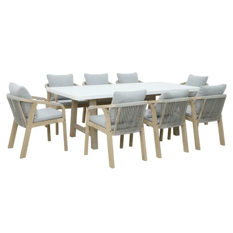 Preț redus ASHEN Set mobilier terasă/grădină, 8 scaune și masă