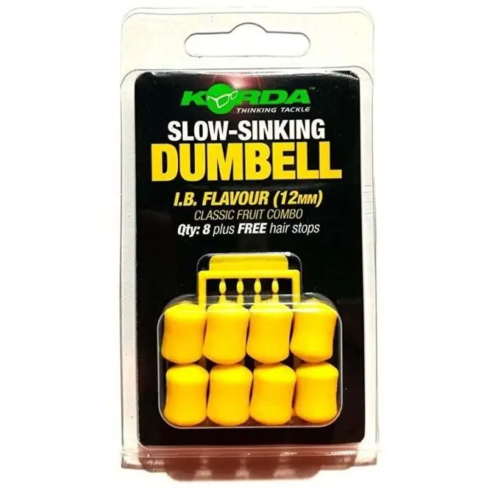 Premium Dumbell Flotant Korda Slow-Sinking + Free Hair Stops, 12mm, 8buc/blister