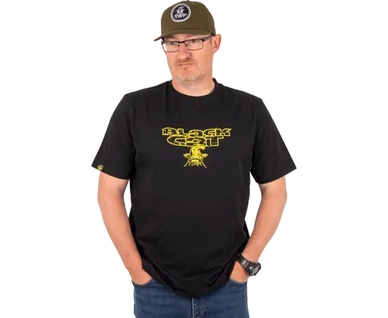 Tricou BLACK CAT Black Tee Distressed Logo Noutate