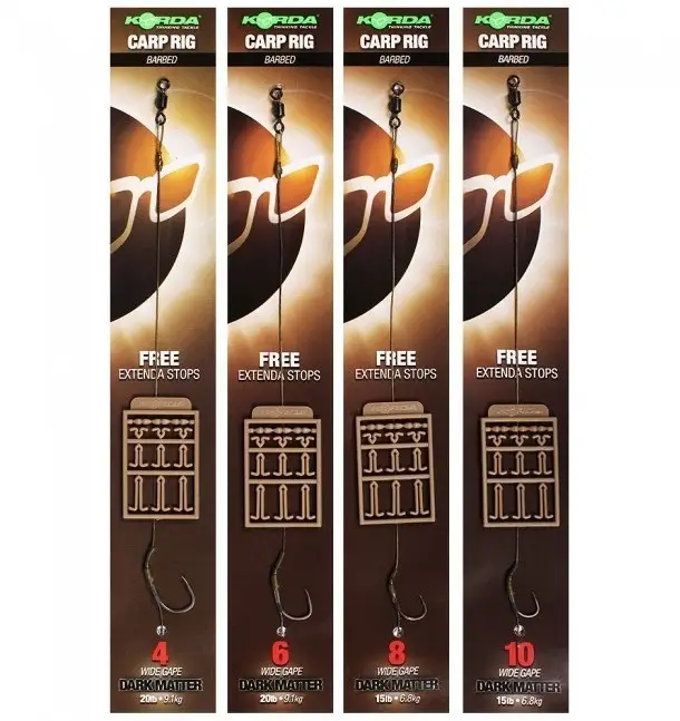 Montura Korda Carp Rig Dark Matter Wide Gape + Free Extenda Stops, 1buc/blister Ofertă limitată