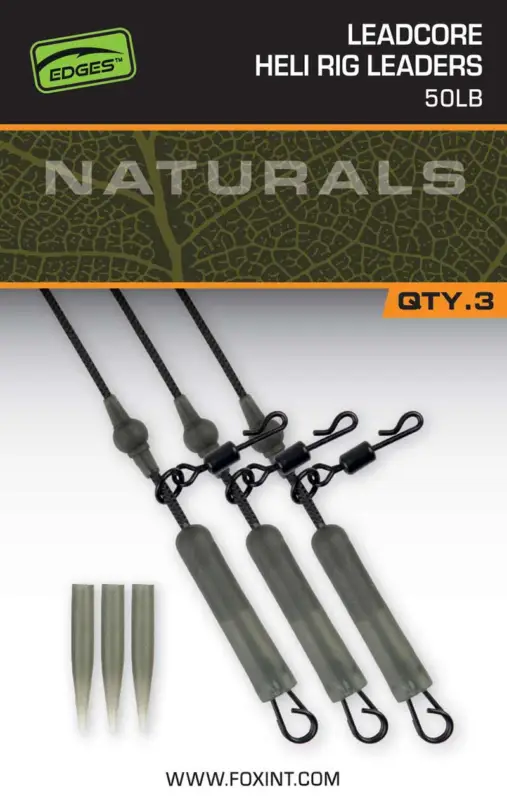 Nu rata Montura Helicopter Fox Naturals Leadcore Heli Rig Leaders, 3buc/plic