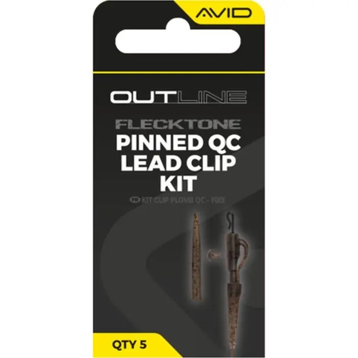 Ofertă Kit Montura Plumb Pierdut Avid Carp Outline FleckTone Pinned QC Lead Clip, 5buc/plic