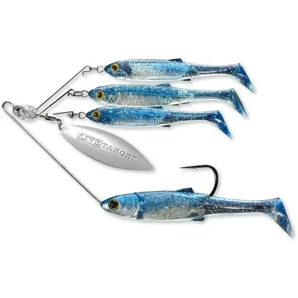 Disponibil imediat Spinnerbait LiveTarget BaitBall Spinner Rig, Small, Blue Silver, 7g